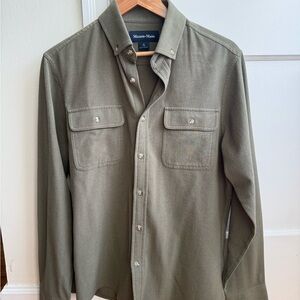 Mizzen+Main Olive Trim Fit Flannel – Size Medium | Performance Comfort